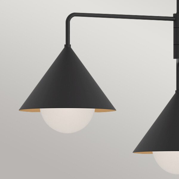 Pendelleuchte Metall Glas Schwarz 96,5 cm breit 3-flammig E27