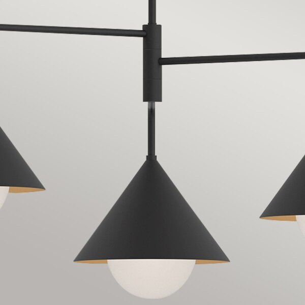 Pendelleuchte Metall Glas Schwarz 96,5 cm breit 3-flammig E27