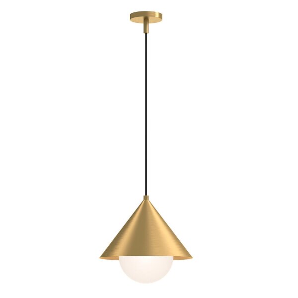 Hängeleuchte E27 Metall Glas B: 34,3 cm in Gold verstellbar