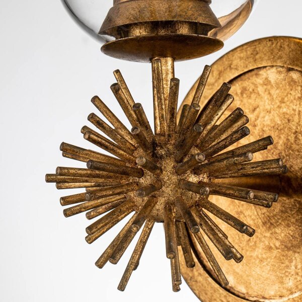 Wandleuchte Metall Glas H: 36,8 cm in Gold Antik E27