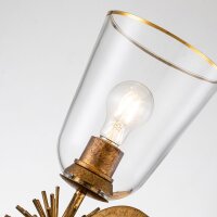 Wandleuchte Metall Glas H: 36,8 cm in Gold Antik E27
