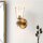 Wandleuchte Metall Glas H: 36,8 cm in Gold Antik E27