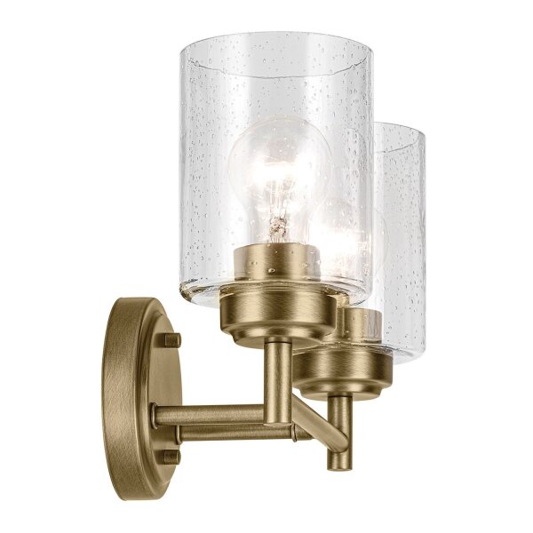 Wandlampe Metall Glas 32,6 cm breit in Messing E27 2-flammig