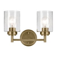 Wandlampe Metall Glas 32,6 cm breit in Messing E27 2-flammig