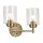 Wandlampe Metall Glas 32,6 cm breit in Messing E27 2-flammig
