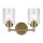 Wandlampe Metall Glas 32,6 cm breit in Messing E27 2-flammig