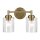 Wandlampe Metall Glas 32,6 cm breit in Messing E27 2-flammig