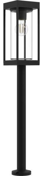 Sockelleuchte Schwarz Aluminium Glas E27 inkl IP44 76cm