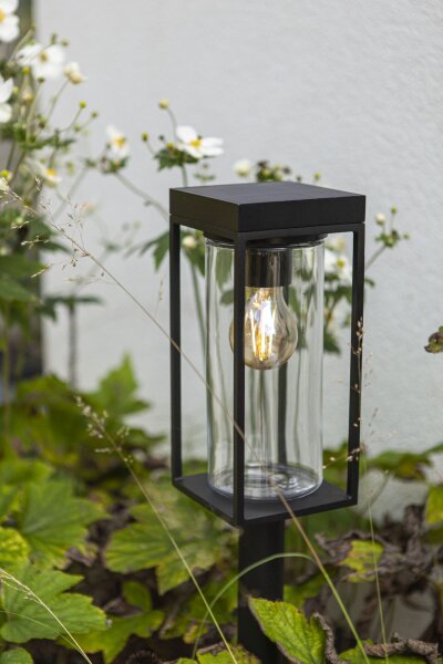 Sockelleuchte Schwarz Aluminium Glas E27 inkl IP44 76cm