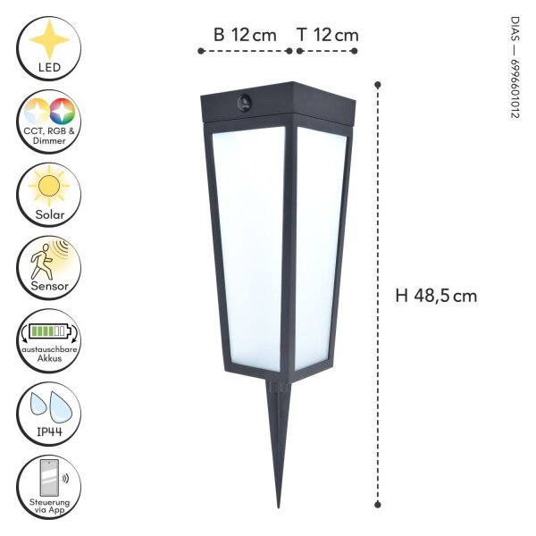 LED Solar Erdspießstrahler IP44 RGB Bewegungsmelder