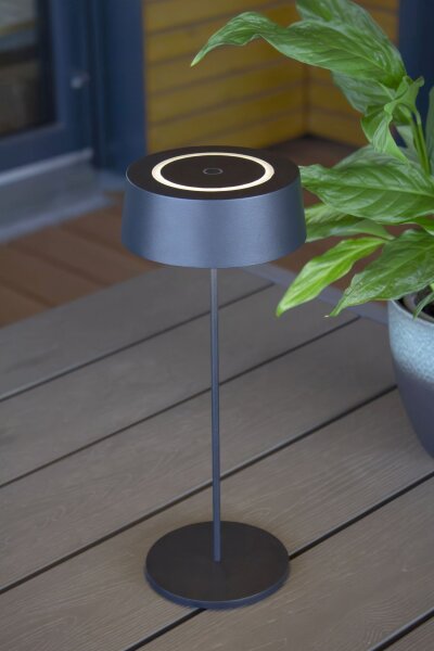 LED Akku Tischlampe Schwarz Touch Dimmer USB IP54 2 W