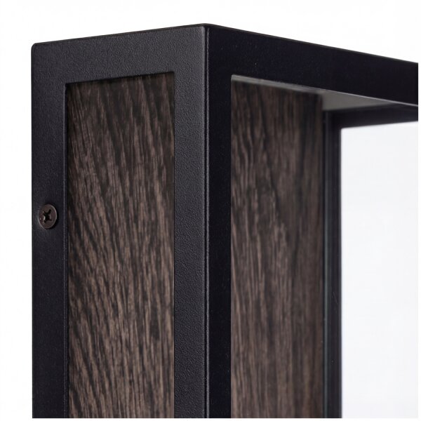 Außenwandleuchte Schwarz Holz Alu E27 IP44 B:11,5 cm