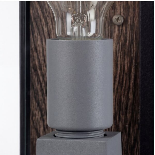 Außenwandleuchte Schwarz Holz Alu E27 IP44 B:11,5 cm