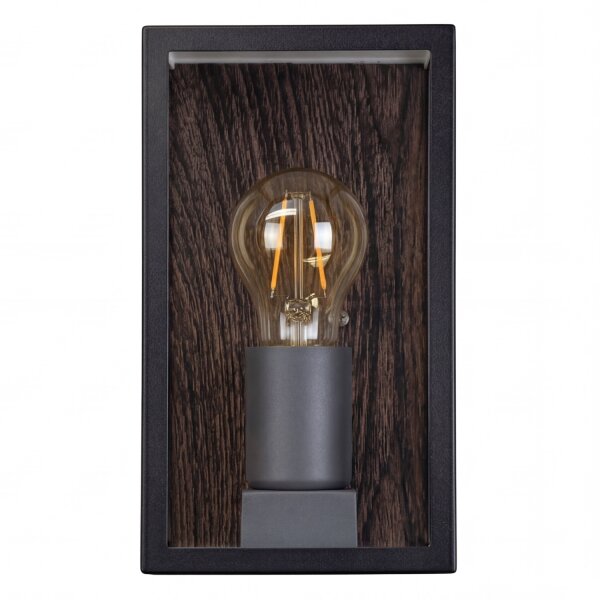 Außenwandleuchte Schwarz Holz Alu E27 IP44 B:11,5 cm