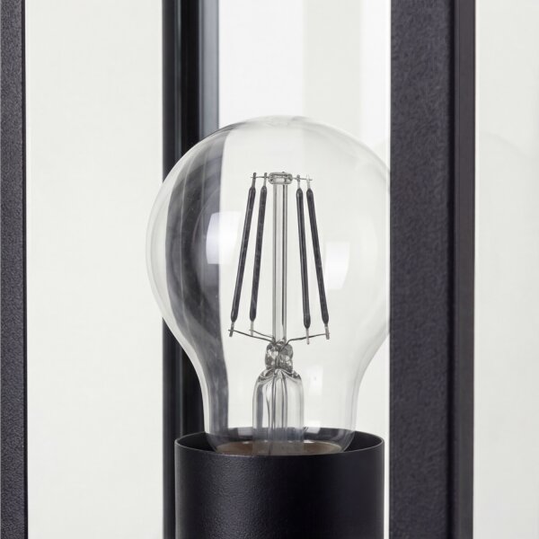Wandlampe Außen Schwarz Holz Alu E27 IP44 H:32 cm