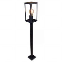 Wegeleuchte Schwarz Aluminium Holz E27 IP44 H:100 cm
