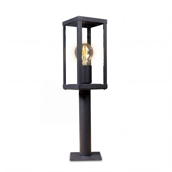 Wegeleuchte Schwarz Aluminium Holz Optik E27 IP44 50 cm