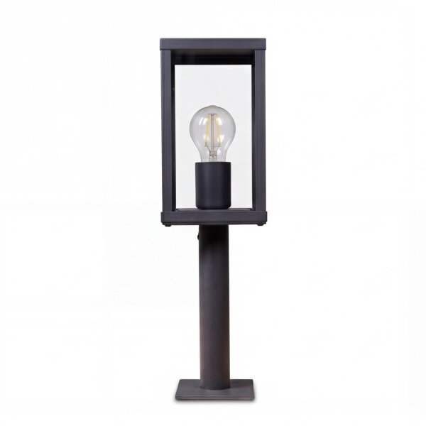 Wegeleuchte Schwarz Aluminium Holz Optik E27 IP44 50 cm