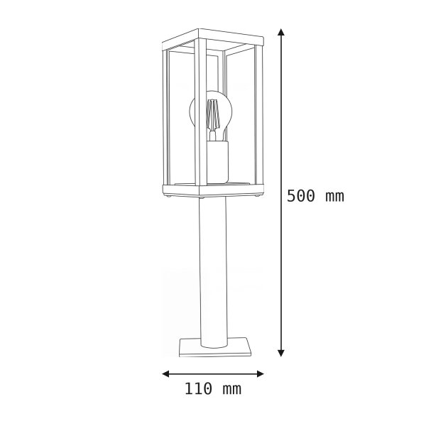 Wegeleuchte Schwarz Aluminium Holz Optik E27 IP44 50 cm