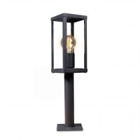 Wegeleuchte Schwarz Aluminium Holz Optik E27 IP44 50 cm