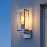 Außenwandleuchte verzinkt Aluminium E27 IP44 Sensor