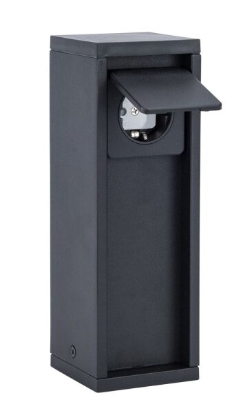 Steckdosensäule Schwarz 24 cm max 3500 W IP54 Aluminium
