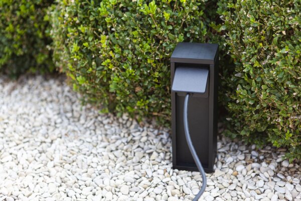 Steckdosensäule Schwarz 24 cm max 3500 W IP54 Aluminium
