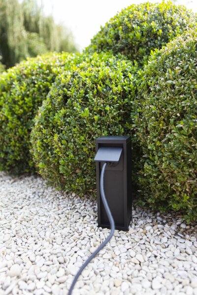 Steckdosensäule Schwarz 24 cm max 3500 W IP54 Aluminium