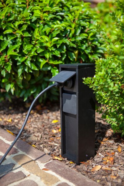 Steckdosensäule Schwarz 31 cm max 3500 W IP54 Aluminium