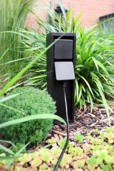 Steckdosensäule Schwarz 31 cm max 3500 W IP54 Aluminium