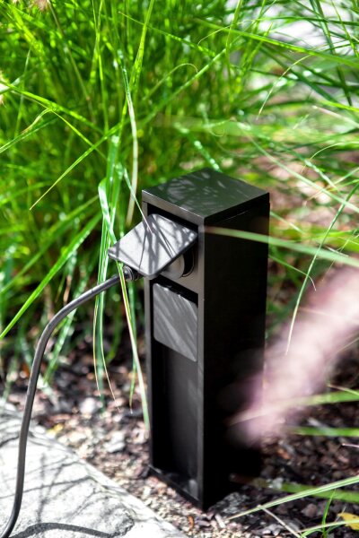 Steckdosensäule Schwarz 31 cm max 3500 W IP54 Aluminium