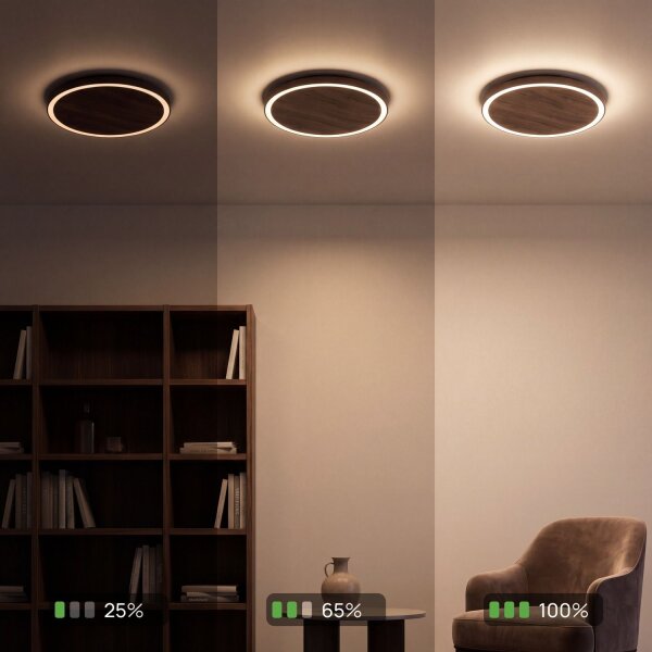 LED Deckenlampe Holz Ø50 cm 3500 K 3 Stufen dimmbar