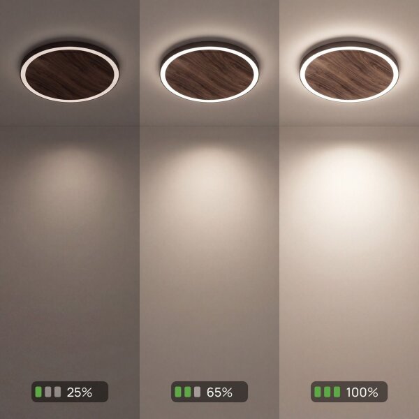 LED Deckenlampe Holz Ø50 cm 3500 K 3 Stufen dimmbar