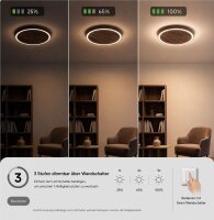 LED Deckenlampe Holz Ø50 cm 3500 K 3 Stufen dimmbar