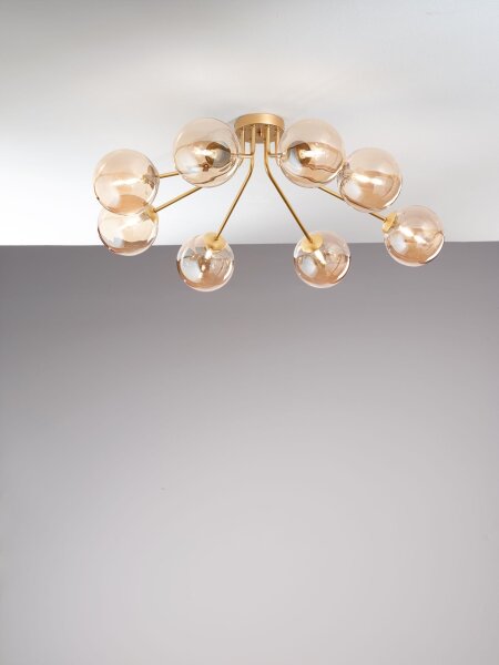 Deckenlampe Glas Metall Messing Champagner L:88 cm G9