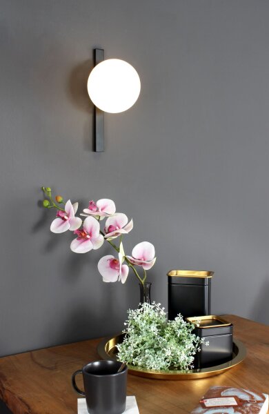 Wandlampe Schwarz Weiß Glaskugel E14 B:14 cm blendarm