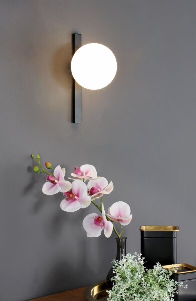 Wandlampe Schwarz Weiß Glaskugel E14 B:14 cm blendarm