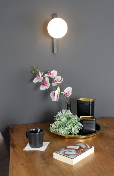 Wandlampe Schwarz Weiß Glaskugel E14 B:14 cm blendarm