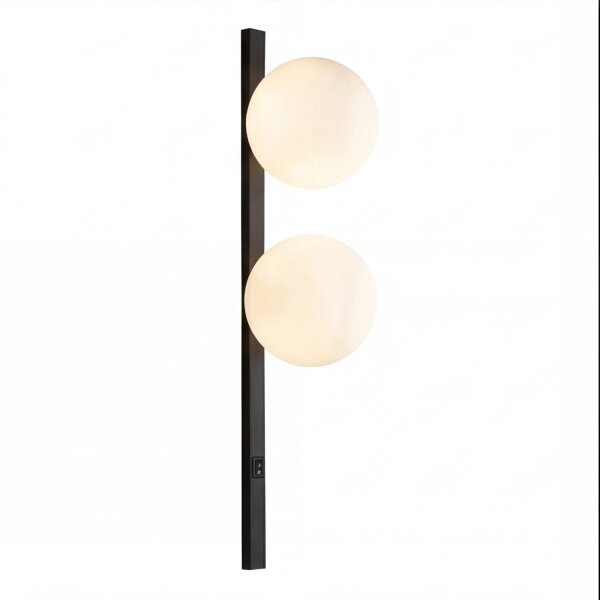 Wandlampe Glas Weiß Schwarz Schalter E14 60 cm 2-flmg