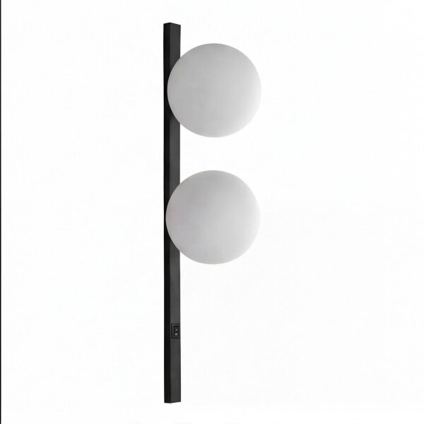 Wandlampe Glas Weiß Schwarz Schalter E14 60 cm 2-flmg