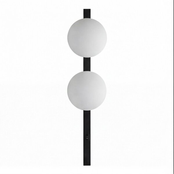Wandlampe Glas Weiß Schwarz Schalter E14 60 cm 2-flmg
