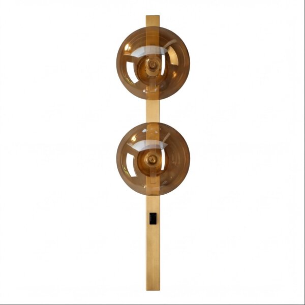 Wandlampe Bernstein Glas Schalter Gold E14 60 cm 2-flmg