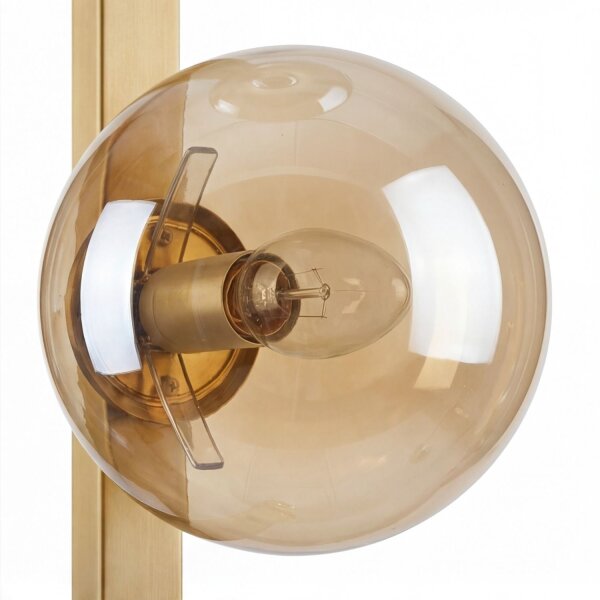 Wandlampe Bernstein Glas Schalter Gold E14 60 cm 2-flmg