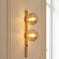 Wandlampe Bernstein Glas Schalter Gold E14 60 cm 2-flmg