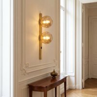 Wandlampe Bernstein Glas Schalter Gold E14 60 cm 2-flmg