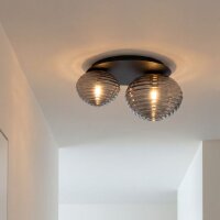 Deckenlampe Rauchglas Metall Schwarz E27 45 cm blendarm