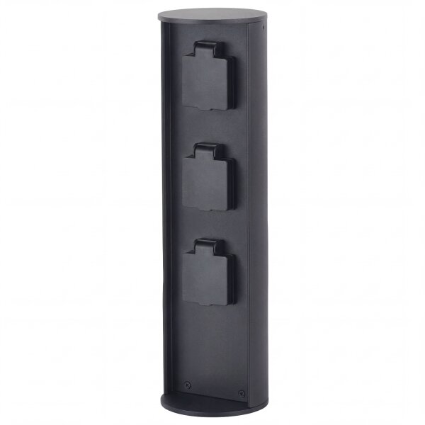 Gartensteckdose IP44 Metall Schwarz 3 fach 3500W 40cm