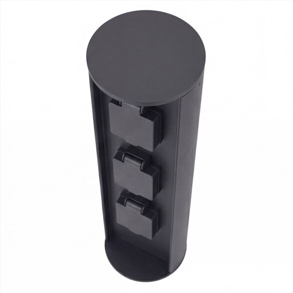 Gartensteckdose IP44 Metall Schwarz 3 fach 3500W 40cm