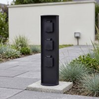 Gartensteckdose IP44 Metall Schwarz 3 fach 3500W 40cm
