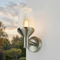 Außenwandleuchte Edelstahl Glas H: 29 cm IP44 E27